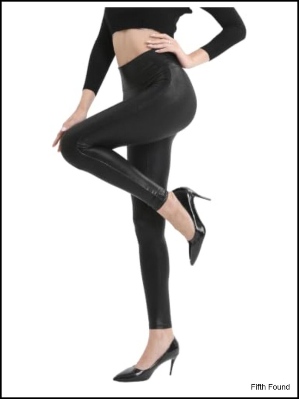 Faux Leather High Waist Tummy Control Leggings Stretch Pull-On Skinny